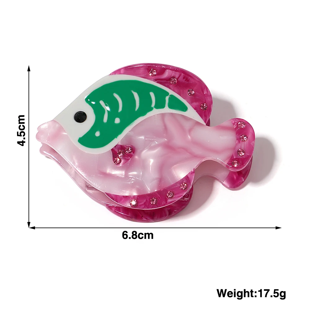 مشبك شعر فاخر من حجر الراين الوردي ، مشبك شعر للأسماك الاستوائية للنساء ، جديد ، حيوان ، هندسي ، ذيل حصان ، مشبك ، إكسسوارات