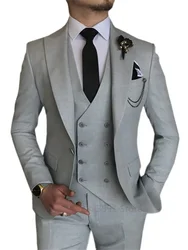 3 Piece Wedding Dress Suits Slim Fit Lapel Tuxedos Party Leisure Formal Male Suit For Groomsman Suit (Blazer+Vest+Pants)