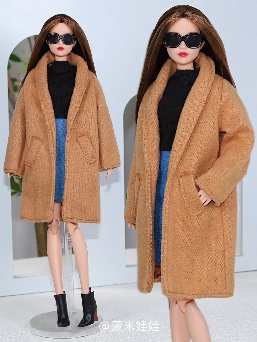 Long Brown Suit Coat  /Woolen clothes Overcoat Clothing outfit For 1/6 BJD Xinyi FR ST Barbie Doll / 30cm doll clothes xmas