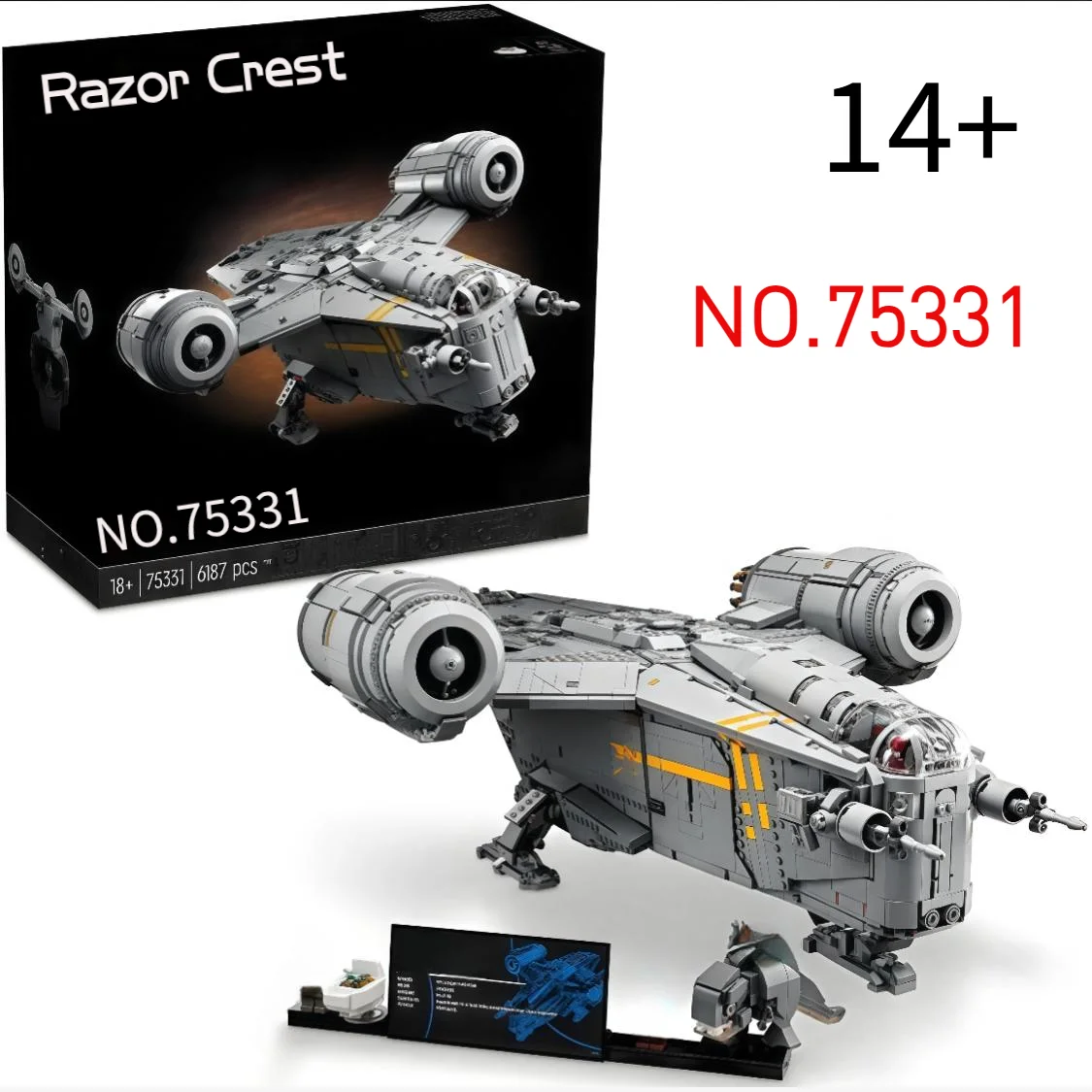 

6187pcs MINISO Disney Star Battle Large The Razor Crest Mandalorian's Iconic Ship 75331 Building Bricks Model Toys Birthday Gift
