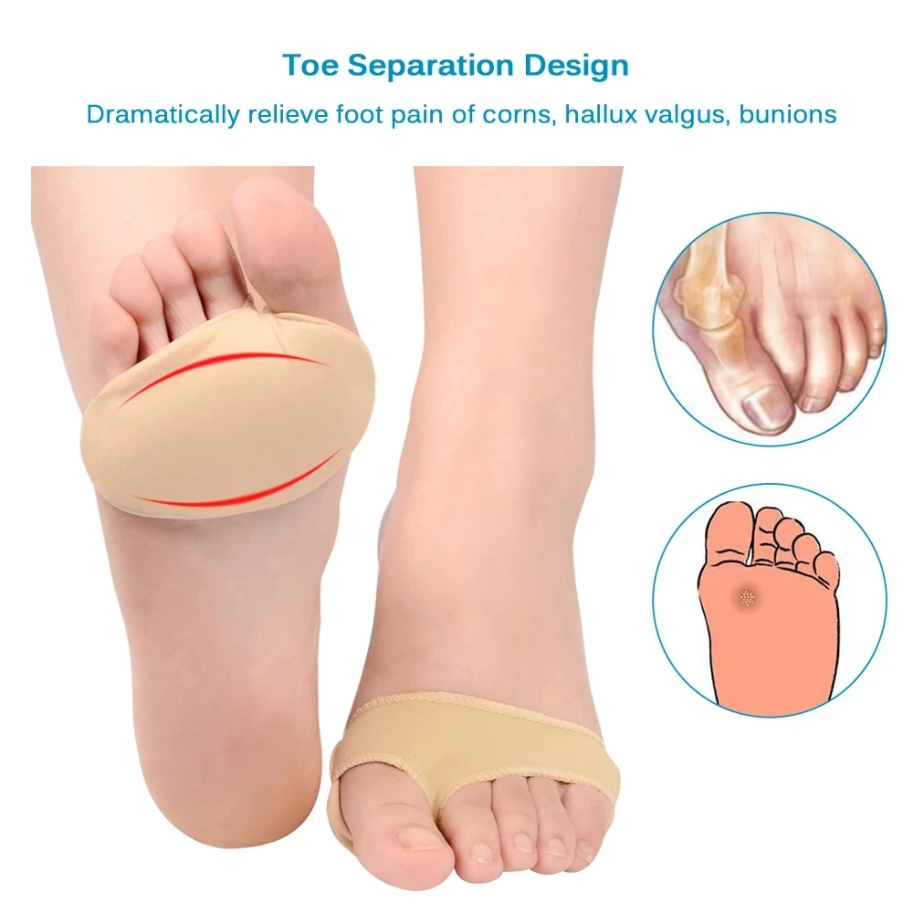 1Pair Gel Half Insoles for Metatarsal Forefoot Pain Relief Shoe Pads Ball of Foot Cushions For Hallux Valgus Corrector Socks