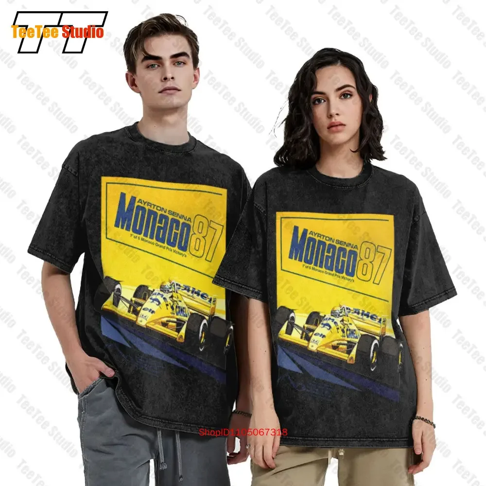 Tributo Ayrton Senna Pilota Formula Gran Premio Montecarlo 1987 Vintage Oversized T-Shirt IVUS