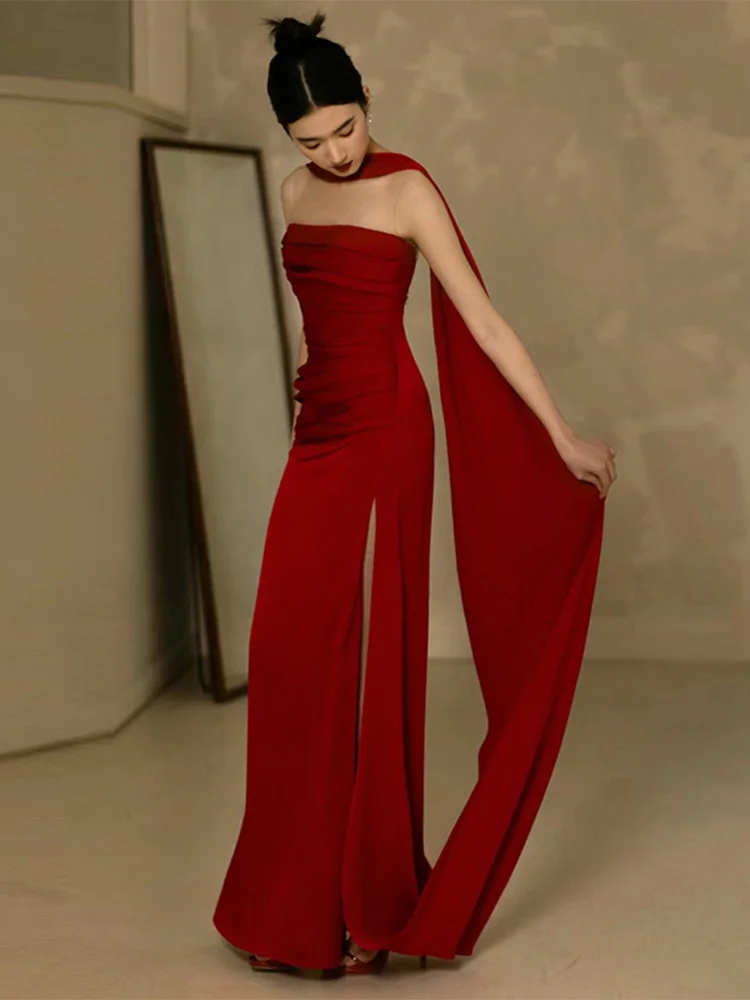 

Элегантное вечернее платье для женщин с длинным рукавом на молнии, простое, для выступлений, пения, ведущих, на свадьбу или помолвку