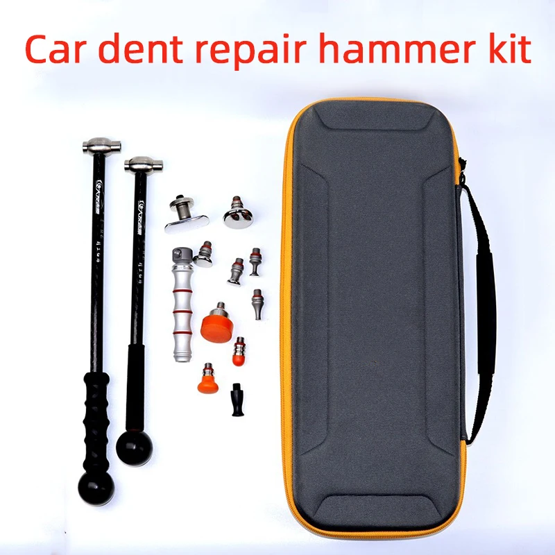 Tap Down Hammer Kit Paintless Car Dent Repair Tools Multiple Replaceable Tips Portable Carry Bag Auto Dent Remover Tool Set