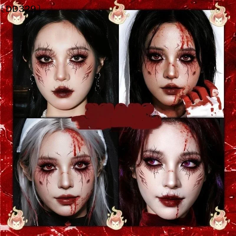 1/4 Sheets Halloween Party Body Art Vein Design Fake Tattoo Vascular Tattoo Stickers For Women Men Eyebrow Face Makeup〔DD329〕