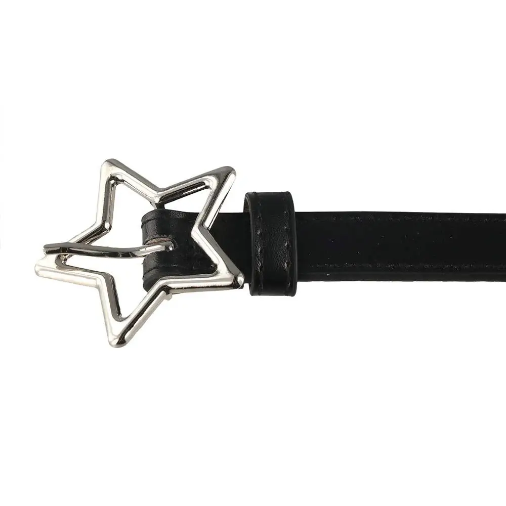 Elegant Heart Five-point Star Waistband PU Leather Adjustable Star Belt Thin Metal Buckle Women Waist Belt Pants Decor