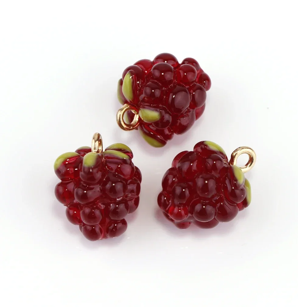 4pcs/lot 3D Raspberry Grapes Resin Fruits Charms for Earrings Keychain Bracelet DIY Decoration Jewelry Making Supplies Findings