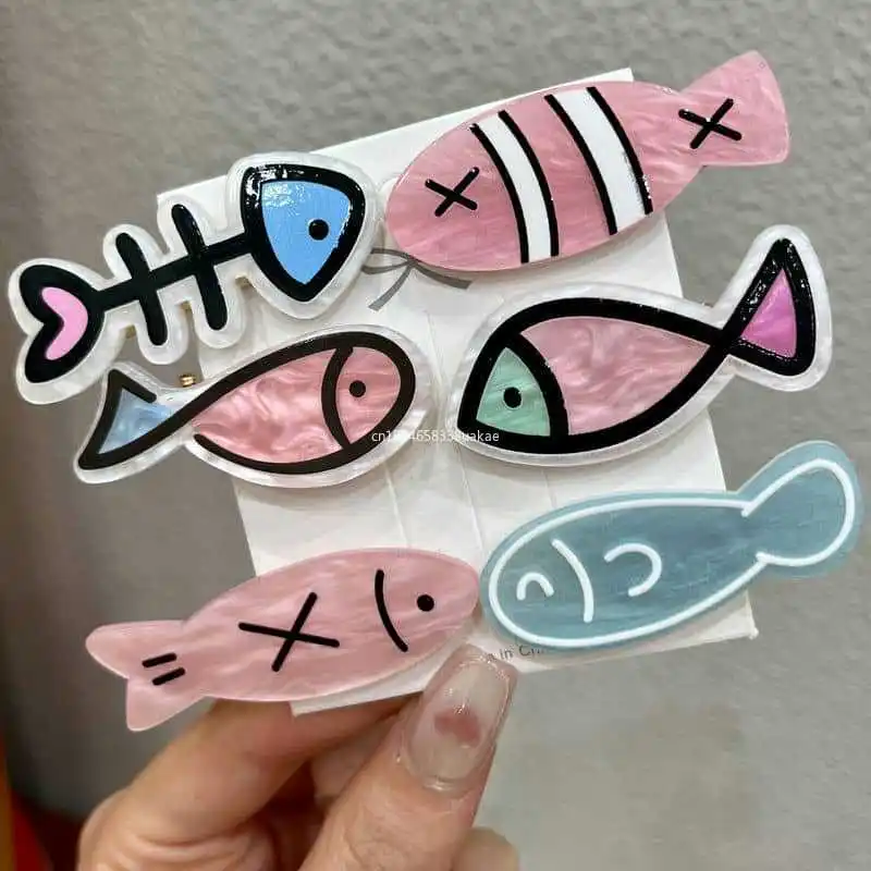 Japanese Cute Little Fish Bone Hairpin Girls' Bangs Clip Broken Hair Clip Student Original Fun Clip Hair Clips Headwear 럭셔리 머리띠