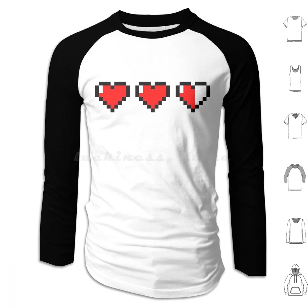 8-Bit Heart Container Hoodie cotton Long Sleeve 8 Bit Heart Container Heart Lives Extra Lives Video Games Hyrule Hyrule