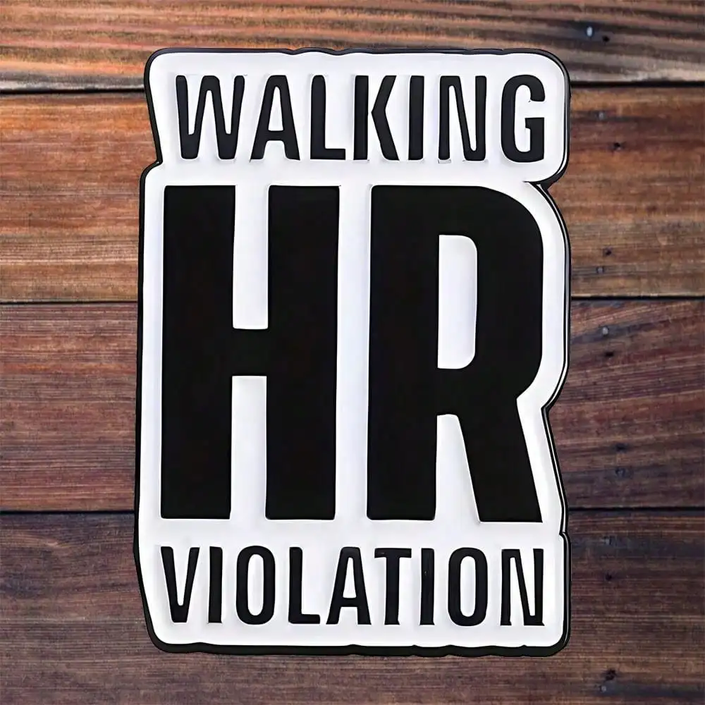 

3 "WALKING HR" Whimsical Office Atmosphere HR Themed Stickers | Fun Workplace Humor Typography, Black and White Bold