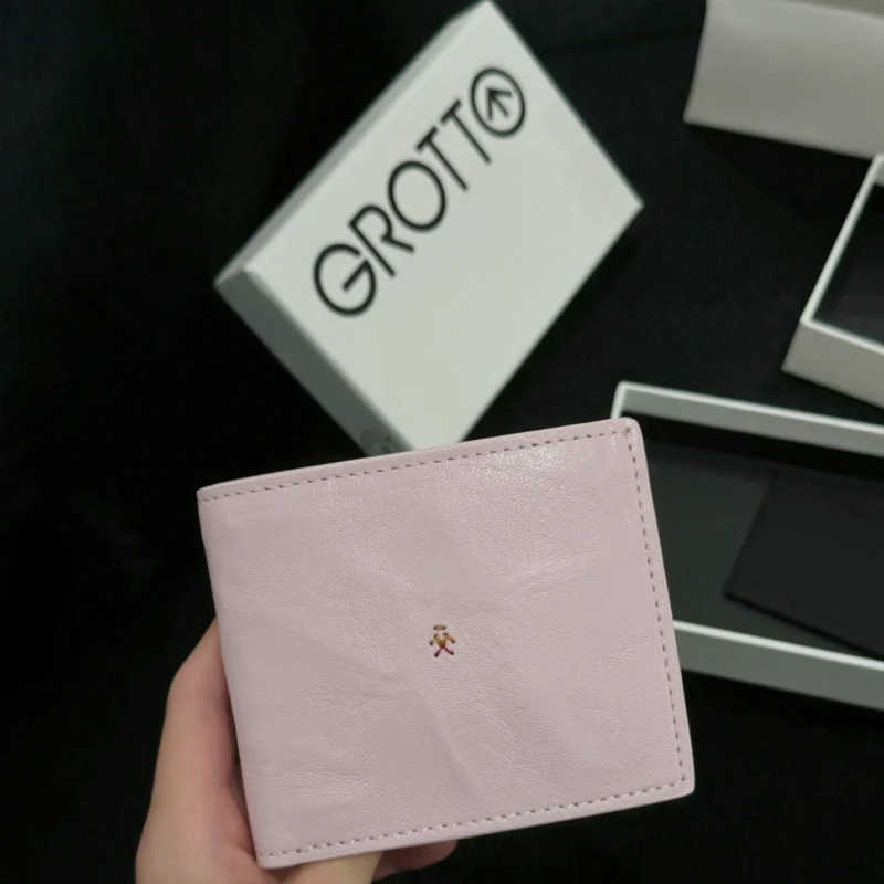 GROTTO Vegetable-Tanned Leather Genuine Leather Card Holder Wallet Designer Card Clip Wallet Gift for Couples