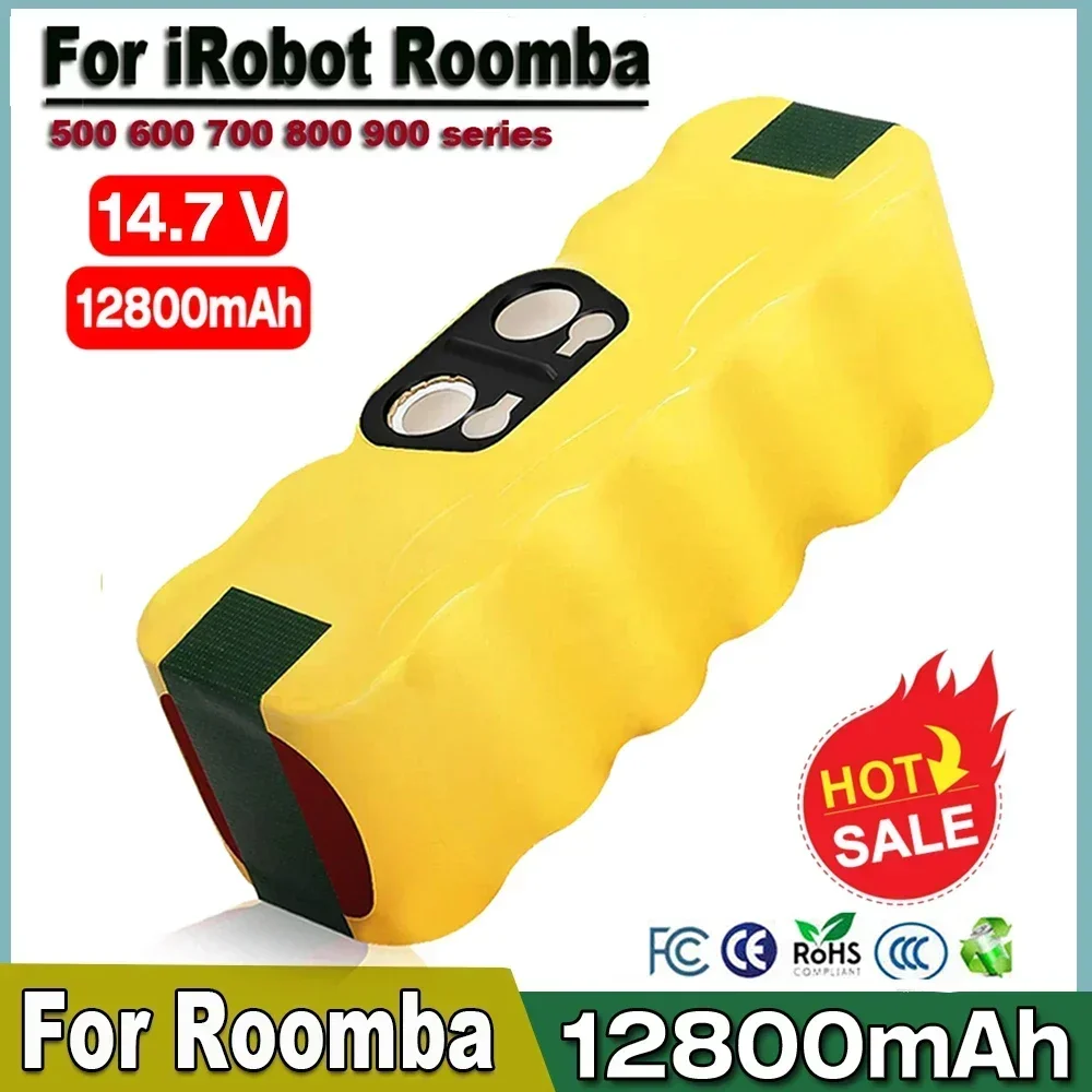 

2025 NEW For irobot Roomba Battery 14.4V 12800mAh 500 550 560 600 650 698 780 876 900 Series Vacuum Cleaner Battery