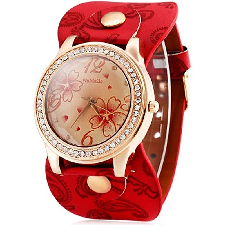 Relojes Womage para mujer, relojes de moda con esfera grande, relojes de cristal para mujer, reloj de cuarzo con banda de cuero para mujer, reloj para mujer