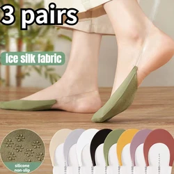 3 Pairs Invisible Boat Socks Women Summer Silicone Non-Slip Socks for High Heels Shoes Ice Silk Thin Half-Palm Suspender  New