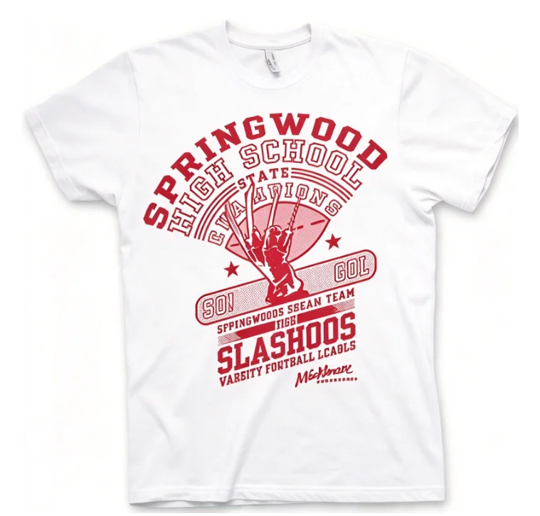 2026 Vintage Varsity Style Graphic T-Shirt, Retro Claw Hand Themed Print Casual Short Sleeve Tee
