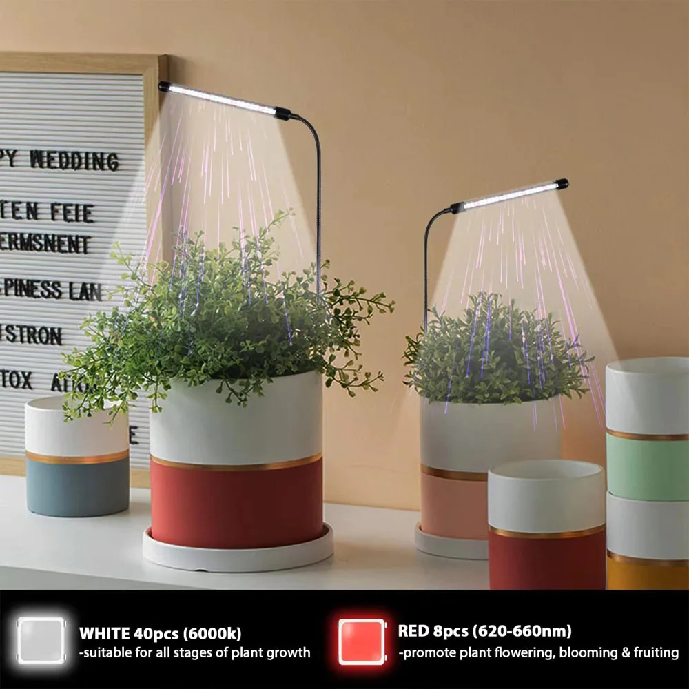 USB-Pflanzen wachstums lampe führte Vollspektrum-Pflanzen lampe 5V Solar weiße Pflanze Aussaat Gewächshaus Hydro ponik 48led Wachstums lampe