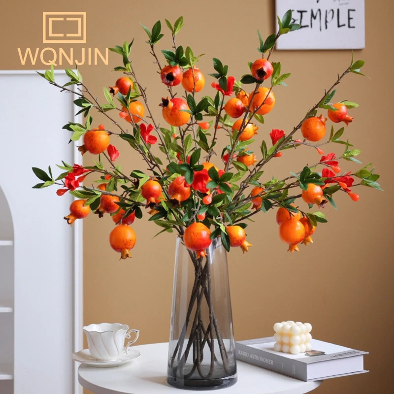 Artificial Flower Pomegranate Branch For Home Decor Fake Plants Red Berry Garden Accessories Christmas Decoration Supplies