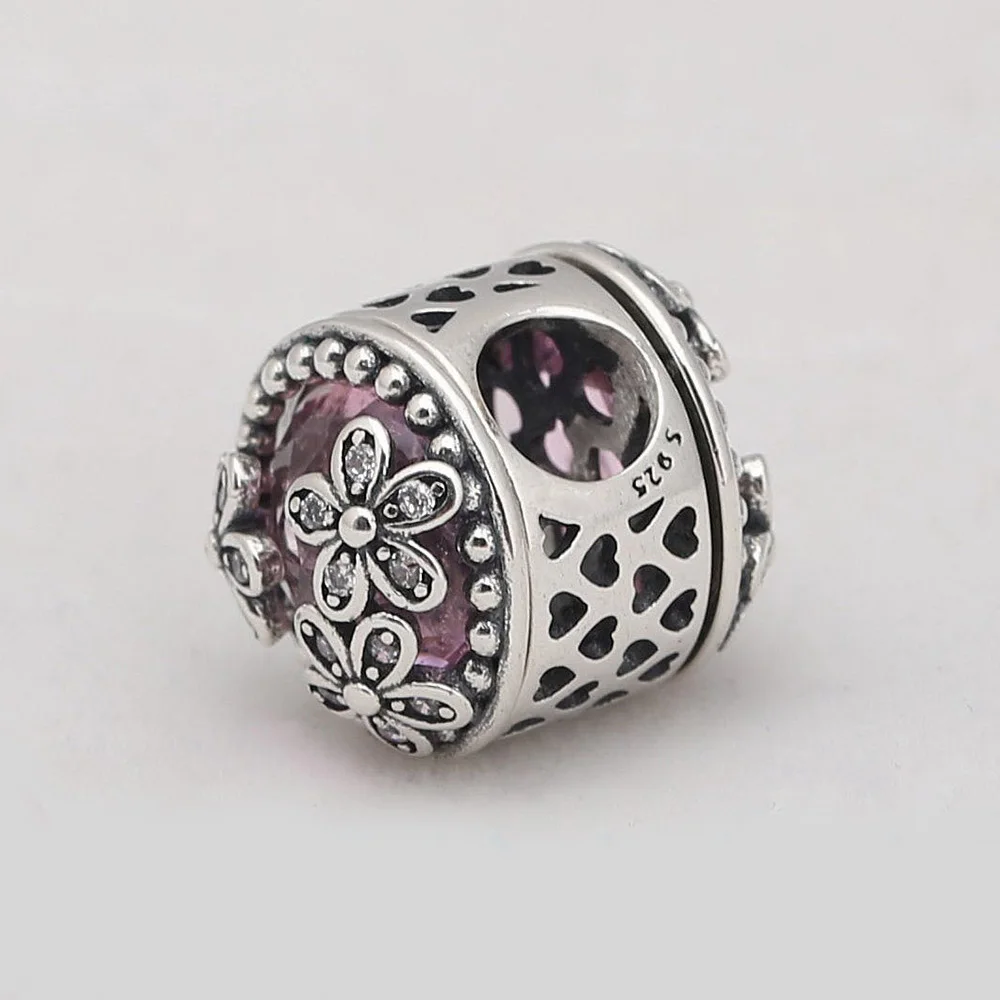 925 Sterling Silver Bead Night Sky Daisy Meadow Floral Winter Crystal Charm Fit Fashion Women Bracelet Bangle Gift DIY Jewelry