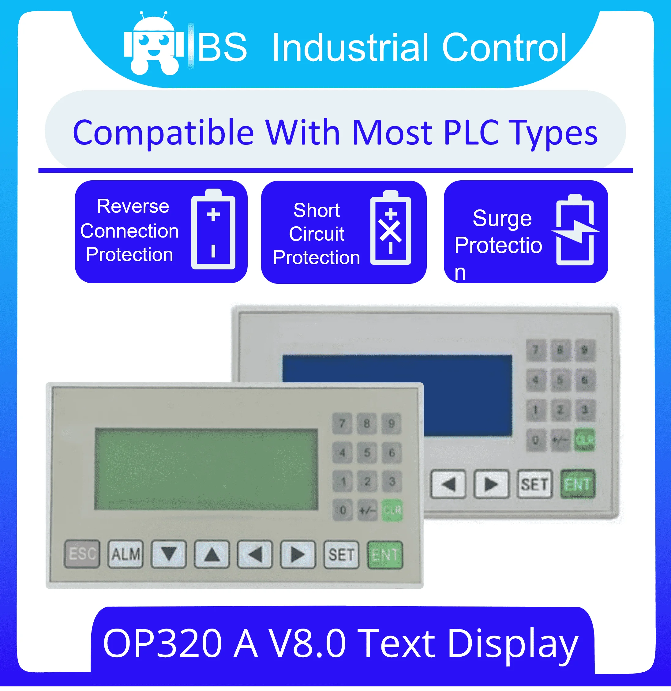 Text Display Screen OP320-A V8.0 PLC Industrial Control Board Compatible With V6.5 Support 232/422/485