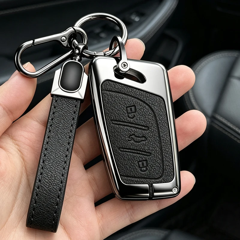 Zinc Alloy Leather Car Key Case Cover For MG ZS EV GS GT EZS HS EHS MG3 MG5 MG6 MG7 2019 2020 Protection Shell Accessories