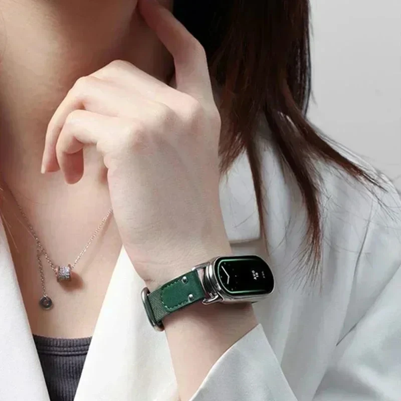 Cinturino originale 1:1 per Xiaomi mi band 10 9 8 NFC miband 10 orologio cinturino di ricambio Bracciale in nylon + polso in pelle Correa Mi Band 10