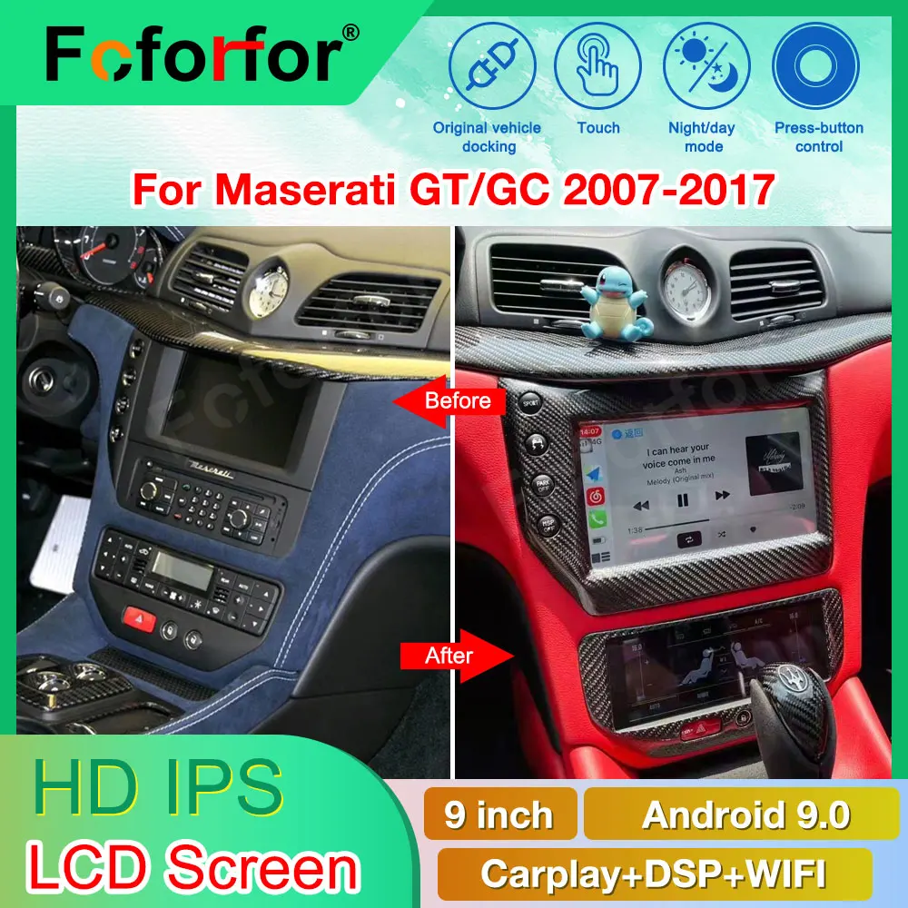 Android für Maserati GranTurismo GT/GC Auto radio multimedia Stereo Audio DVD player 2007-2017 6GB RAM A