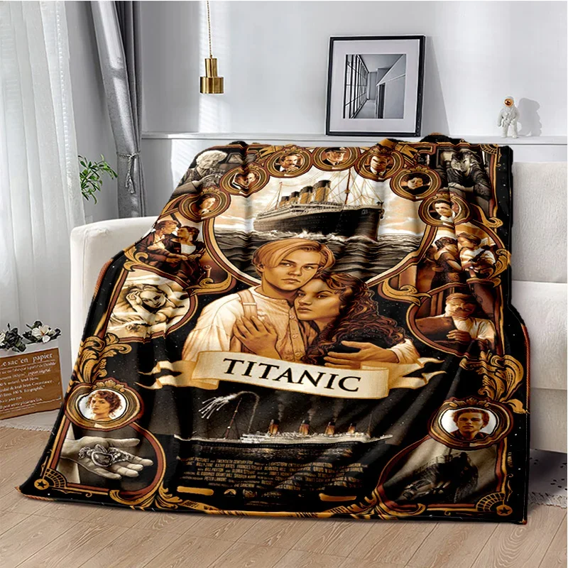 3D Print Titanic Movie Poster Blanket,Soft Throw Blanket for Home Bedroom Bed Sofa Picnic Travel Office Rest Cover Blanket Kids