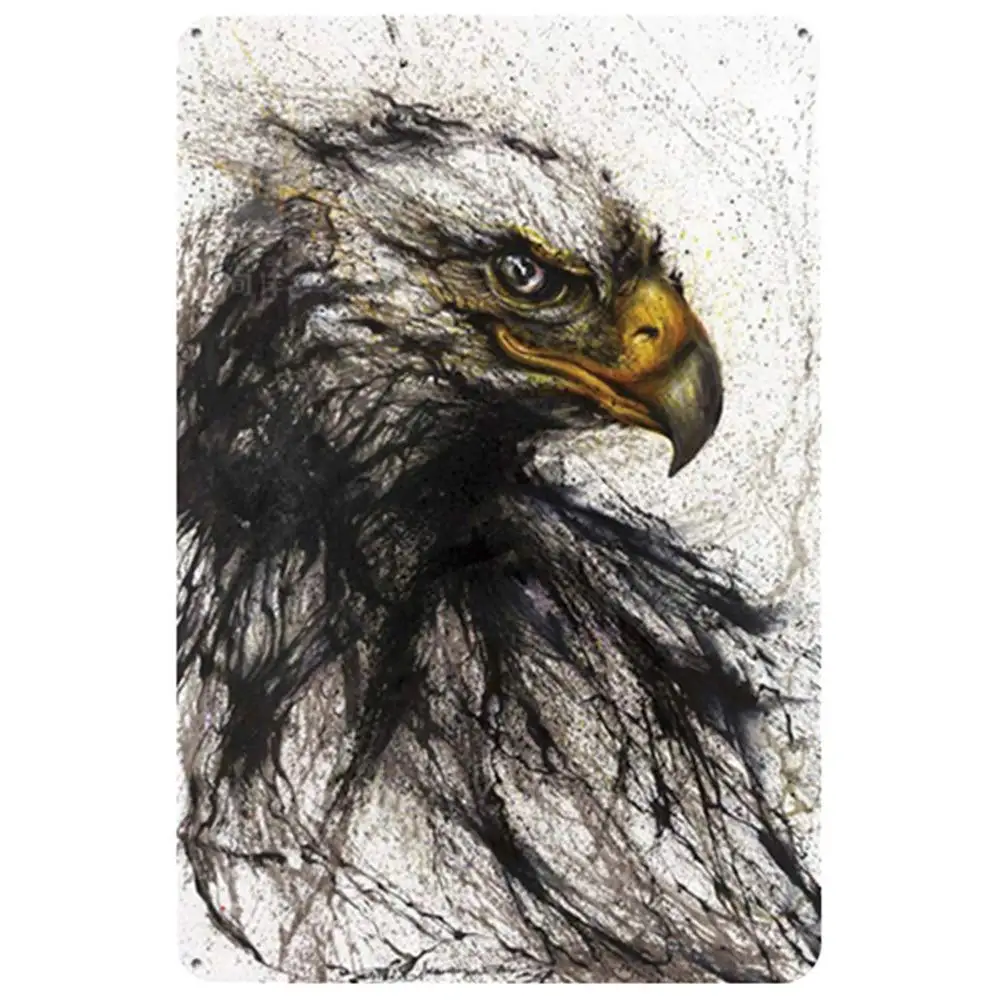 Mega-Deal Proud American Bald Eagle Symbol of Freedom Ink Painting Printing Wall Art Tin Sign 12