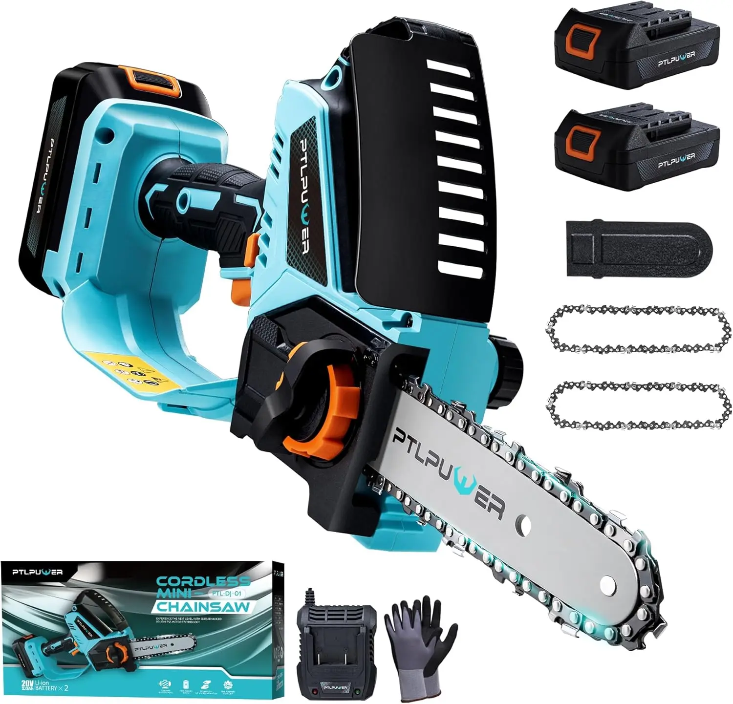 Mini Chainsaw Cordless 6 Inch, Small Chainsaw Hand Held Battery Powered Electric Portable Chain Saw Brushless Fast Charger