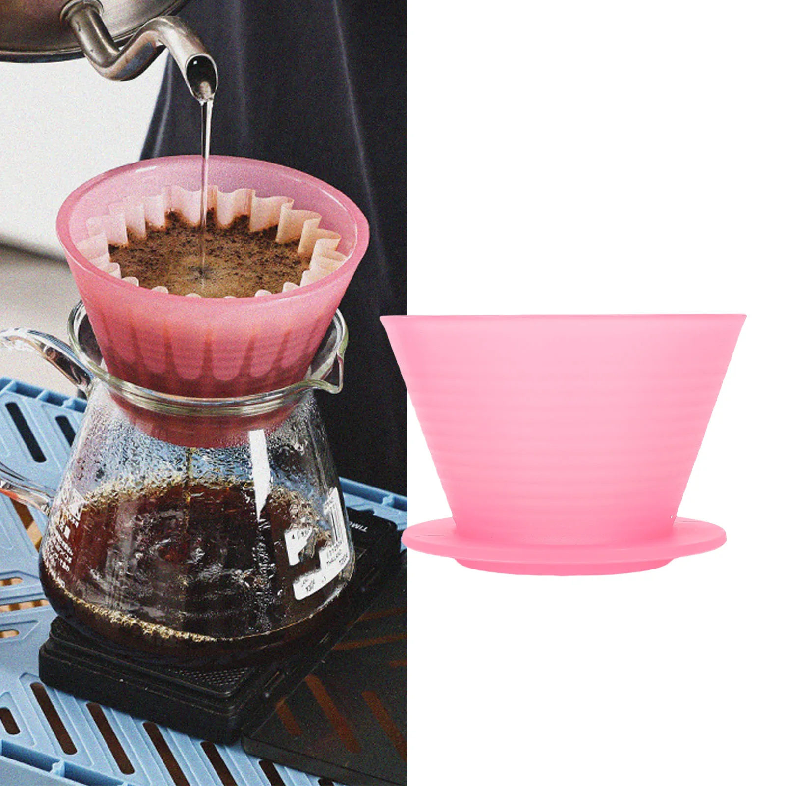 Pour Over Coffee Dripper Food Grade PP Flat Bottom Filter Cup Coffee Brewing Filter For Home Kitchens Restaurant Coffee Bar