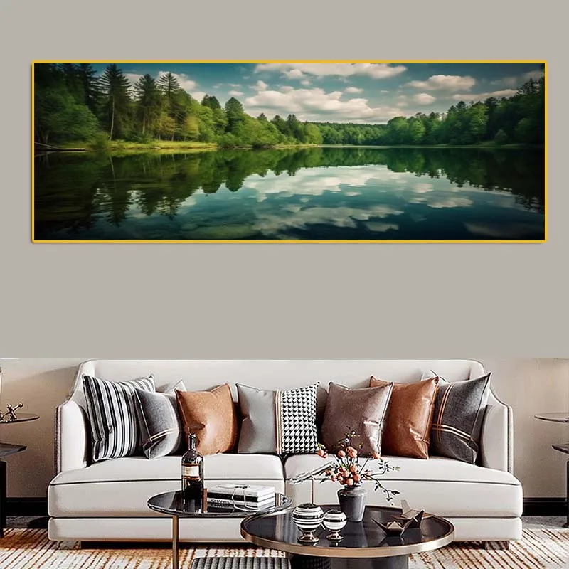 Calm Lake Landscape,Golden Tower Posters,Wall Art Pictures,For Modern Living Room,Canvas Painting,Home Decor,Bedroom,Large Size