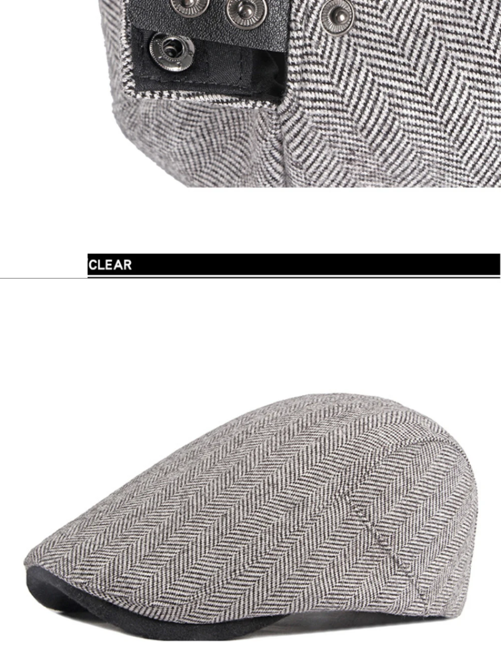 HT3330 Herren- und Damen-Baskenmütze, Vintage-Künstlermütze, gestreift, flache Mütze, neu für Herbst und Winter, verstellbare Baskenmütze – Detail 10