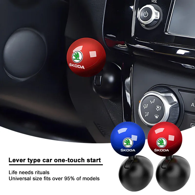 car one touch start button protective cover Pull lever handle start stop For Skoda Octavia Fabia Kamiq Kapoq Kodiaq Rapid SCALA