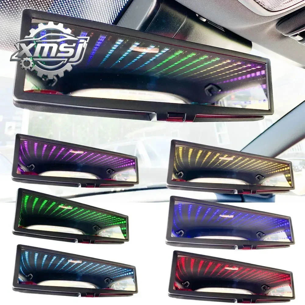 Espejo retrovisor interior para coche, espejo retrovisor plano Universal 3D, espejo retrovisor con CLIP-ON LED iluminado, estilo