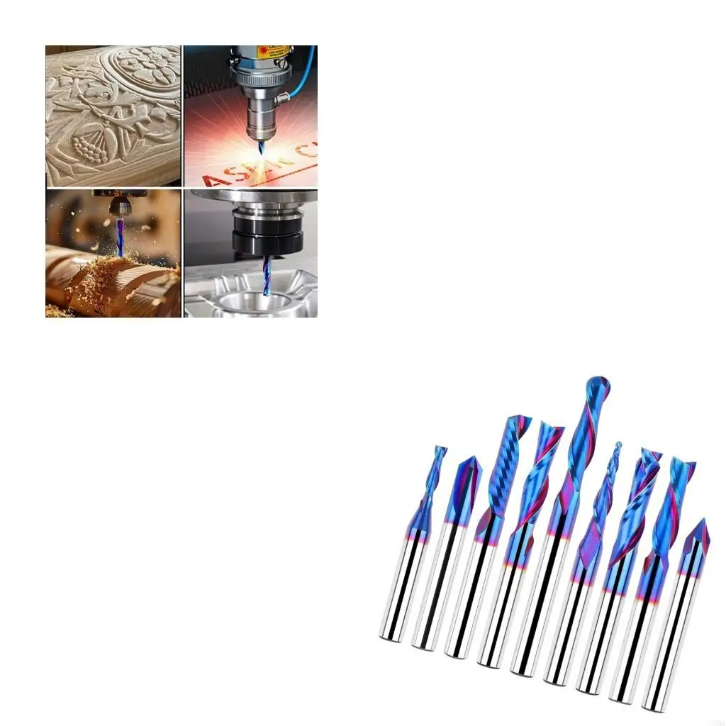 

Alloy Router Bit 1/4inch Shank Collection Including Flat Ballnose V Shaped Cutters for Woodcraft Projects