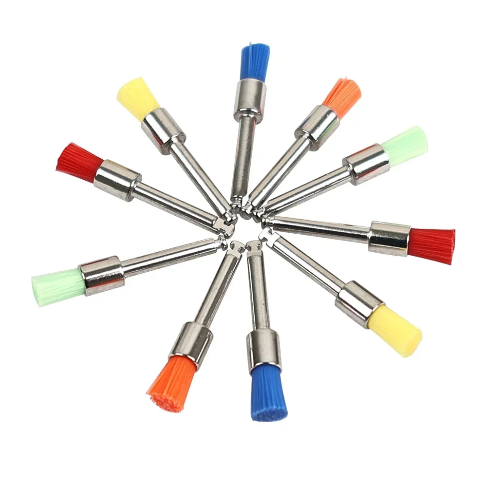 ELIJAH 100 قطعة/الحقيبة فرشاة تلميع الأسنان الملمع فرش النايلون الملونة فرش تلميع RA عرقوب أدوات تلميع طب الأسنان