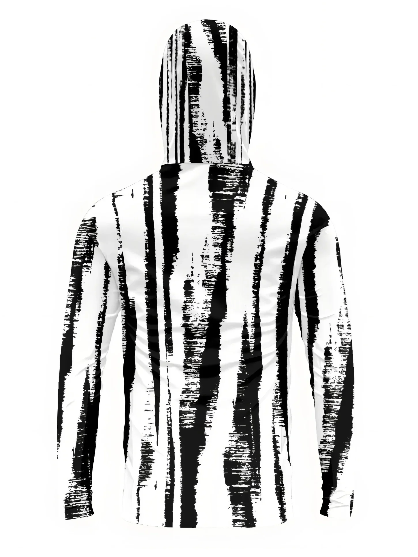 Herren-Fischermütze mit schwarz-weißem Streifenmuster und Gesichtsmaske, UPF50+, schnelltrocknend, Sonnenschutz, langärmliges Outdoor-Fischermaterial. – Detail 10