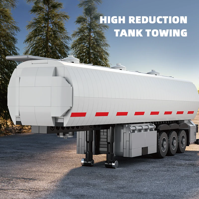 

66033 European truck fuel tank trailer desktop toy ornaments, building blocks tank truck model assembly children's birthday gift