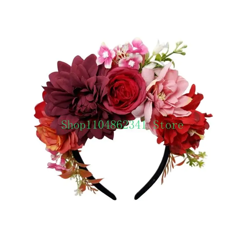 

652F Adjustable Cloth Floral Headbands For Daily Use Event Comfortable Hairpiece