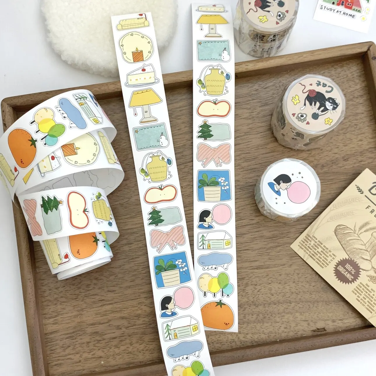 Lacreme Die Cut Sticker Roll Glitter Cute Cat Decorative Tape for Scrapbooking Journal Card Making DIY