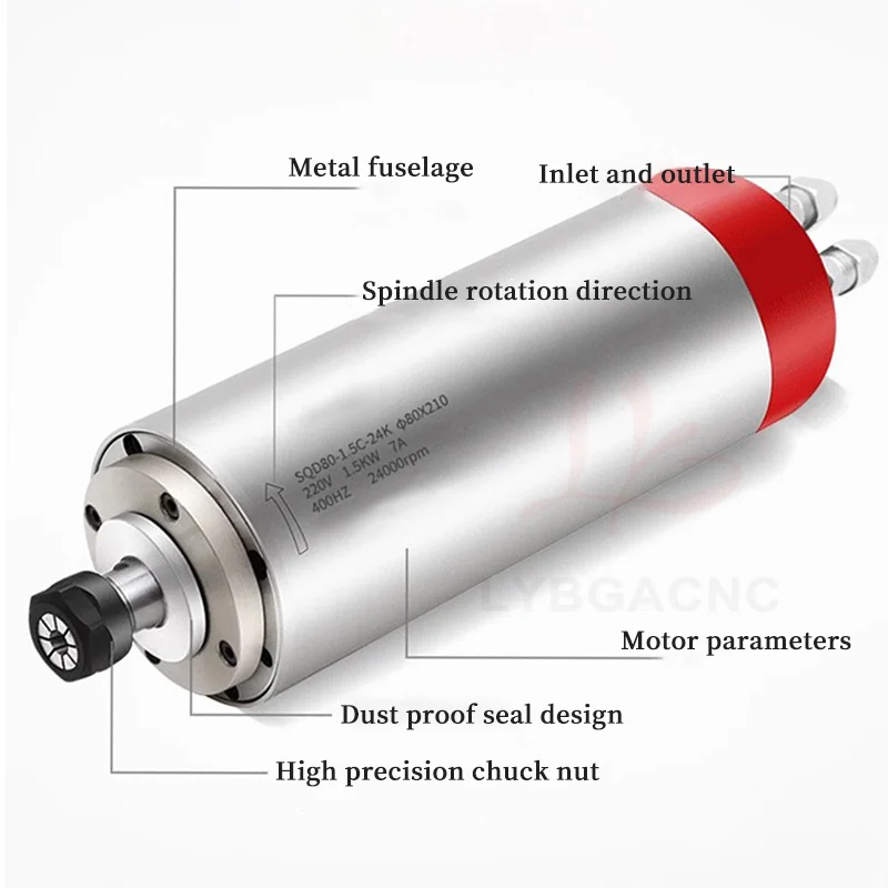 Ly novo motor de eixo refrigerado a água de alta velocidade para trabalhar madeira pedra plástico metal escultura máquina uso opcional 800w 1.5kw 2.2kw