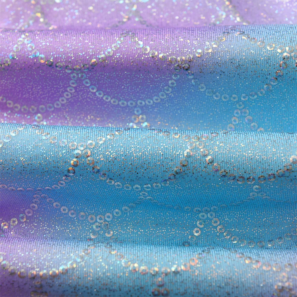 Mädchen-Leggings mit Meerjungfrauen-Print und mehrlagigem Mesh-Tutu-Rock für Tanz, Kinder-Ombre-Schuppen-Glitzer-Polyester-Hosen mit Farbverlauf – Detail 10