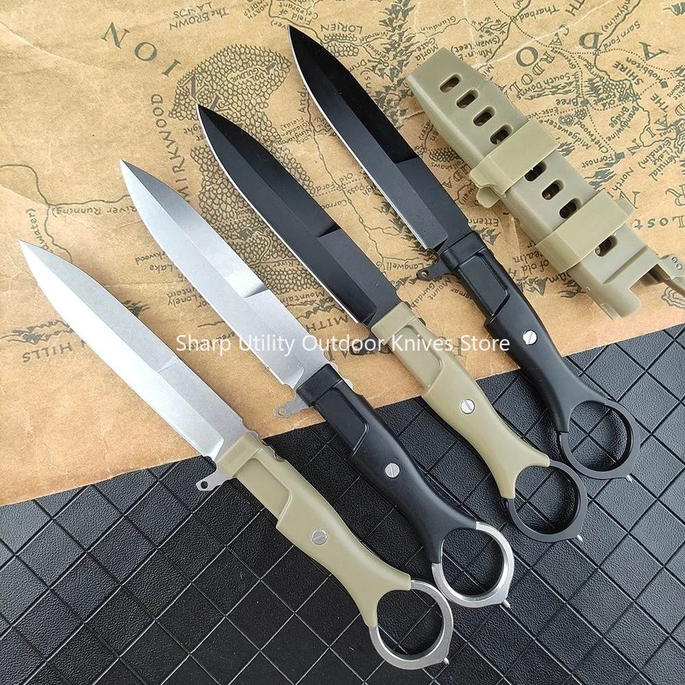 Outdoor Backpack Travel Utility Knife Fixed Blade with Matching Sheath Multifunctional Jungle Adventure Camping Hiking EDC Gear