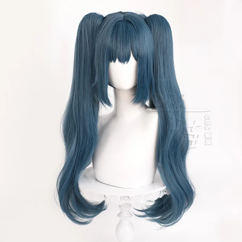 Jogo azur lane regensburg peruca cosplay 70cm azul escuro resistente ao calor cabelo sintético anime cosplay perucas halloween festa das mulheres dos homens