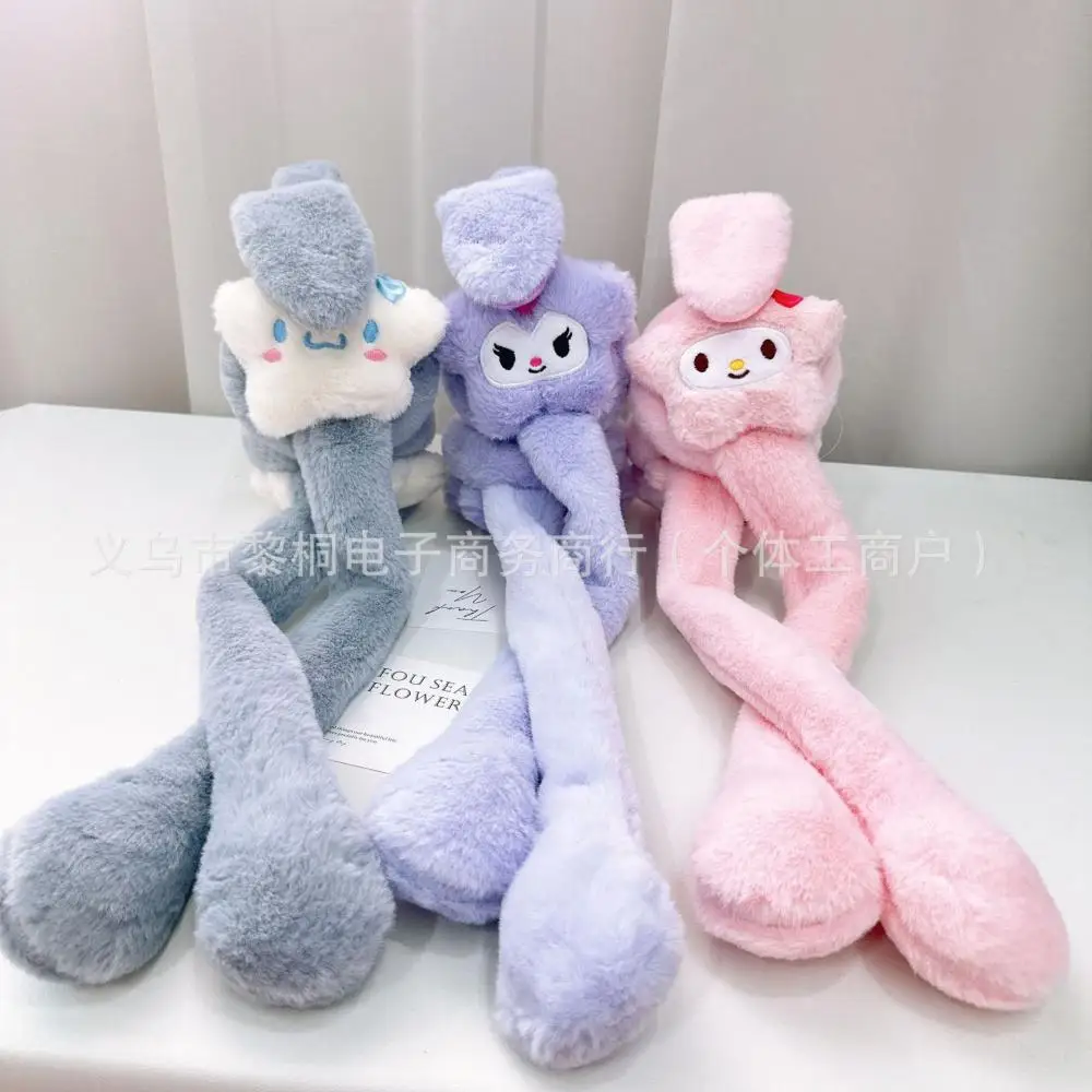 Kawaii My Melody Cinnamoroll Plush Earmuffs หูย้าย Sanrios อะนิเมะ Kt Kuromi ฤดูหนาว Thicken Warm Soft น่ารักสาวเทศกาลของขวัญ