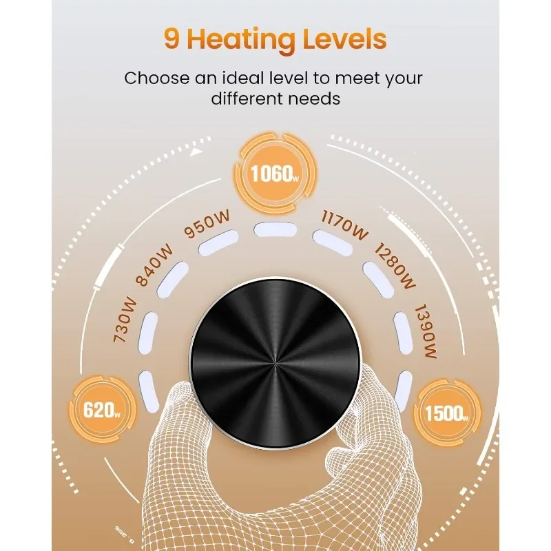 Outdoor Electric Patio Heater, Haimmy 42in Infrared Heater with Remote, 9 Heat Levels, 9H Timers, 1500W Instant Heating