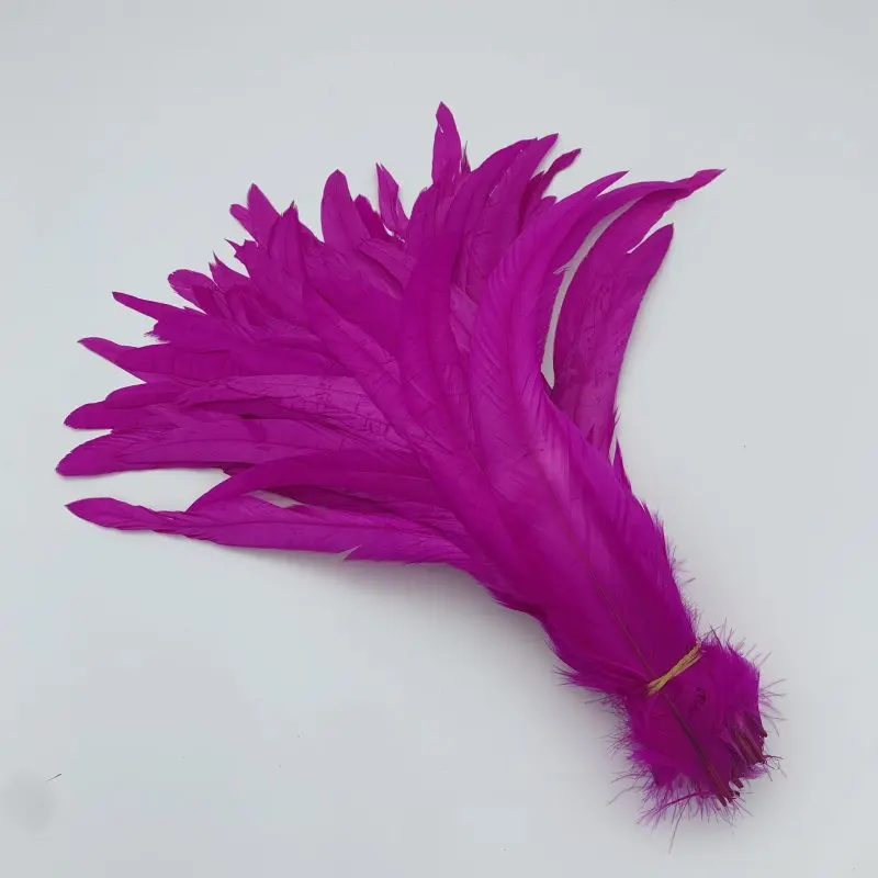 Plumas naturales de cola de gallo, accesorios de ropa para fiesta, color amarillo, negro y rojo, 25-45CM /10-18 pulgadas, 100 piezas, venta al por mayor