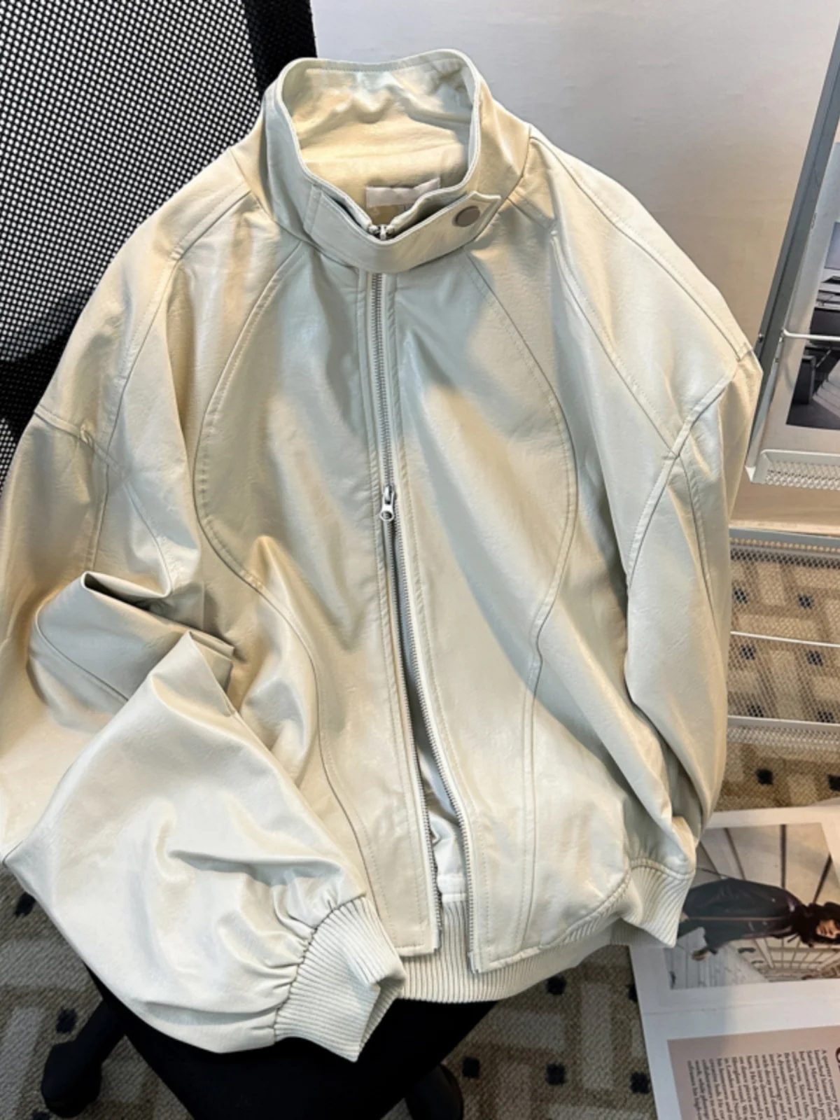 

Мужская куртка из искусственной кожи в американском стиле, свободного кроя, с воротником-стойкой, для мотоциклистов, весна-осень, повседневная молодежная верхняя одежда для пар