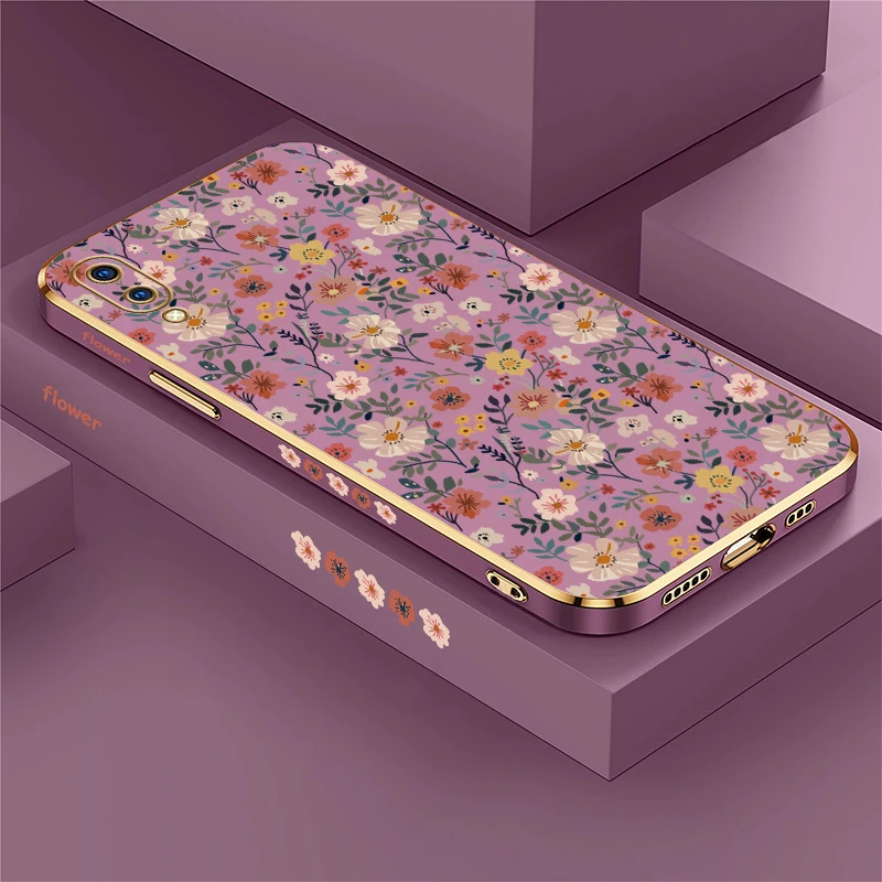 Shockproof Plating Case For Vivo V11i V11 V9 V7 V5 Plus V5 Lite V19 V17 Russia V15 Pro Soft Silicone Flower Protetcive Cover