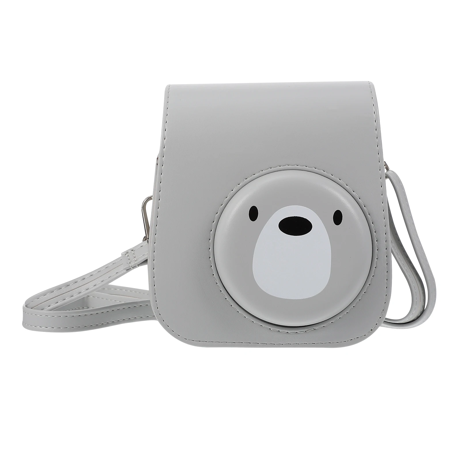 

1pc PU Camera Case for Mini 9 11 8 Instant Bag Grey Shoulder Pouch Protector Durable Cartoon Bear Pattern Camera Protection Case